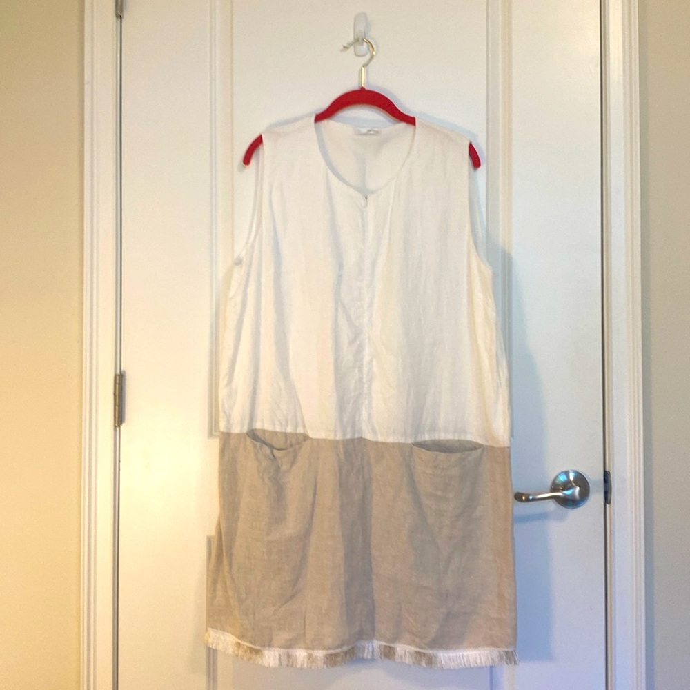 UCHUU 100% linen color block‎ dress